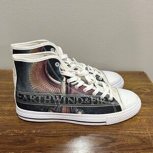 Earth, Wind & Fire High-Top Sneakers - Black and White, New With Defects